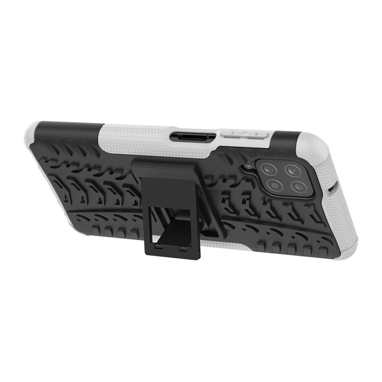 For Samsung Galaxy A12 5G Tire Texture Shockproof TPU+PC Protective Case with Holder