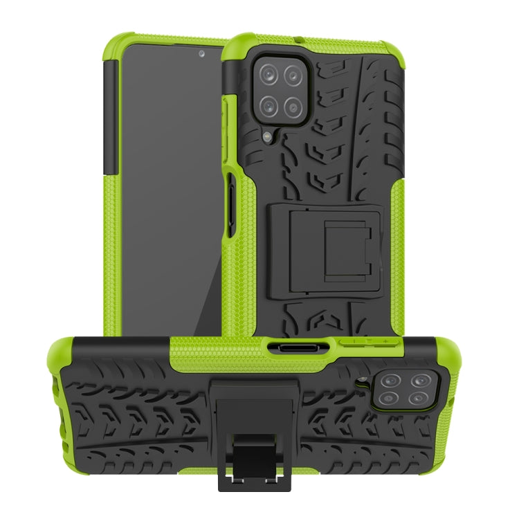 For Samsung Galaxy A12 5G Tire Texture Shockproof TPU+PC Protective Case with Holder