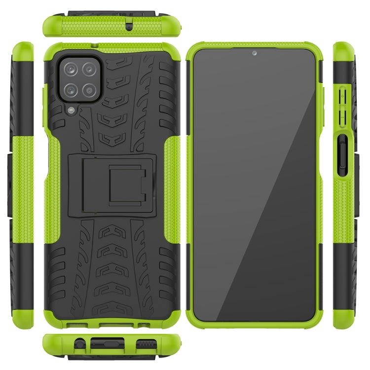 For Samsung Galaxy A12 5G Tire Texture Shockproof TPU+PC Protective Case with Holder