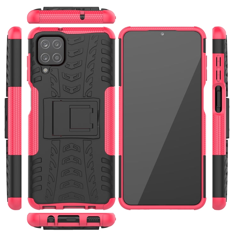 For Samsung Galaxy A12 5G Tire Texture Shockproof TPU+PC Protective Case with Holder