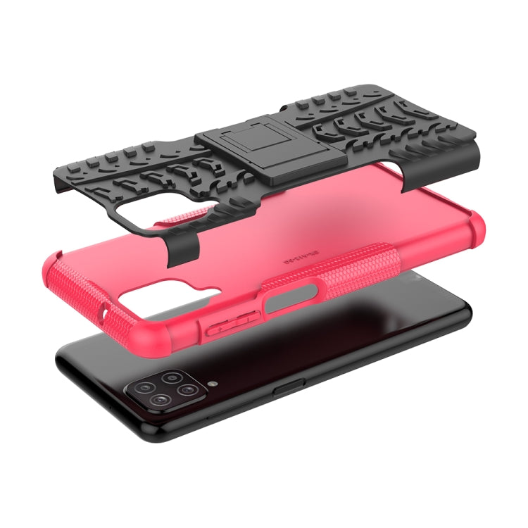 For Samsung Galaxy A12 5G Tire Texture Shockproof TPU+PC Protective Case with Holder