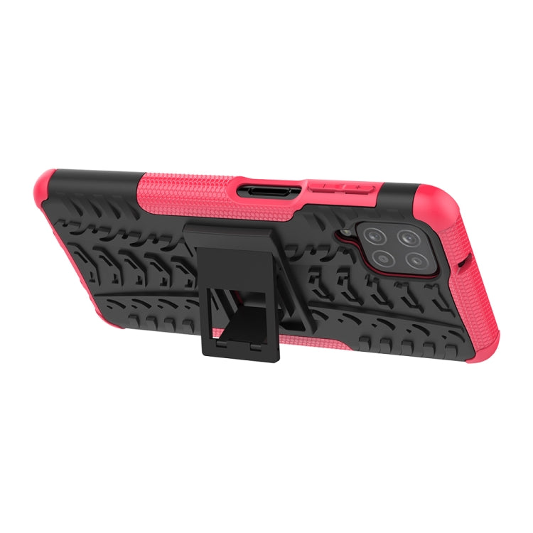 For Samsung Galaxy A12 5G Tire Texture Shockproof TPU+PC Protective Case with Holder