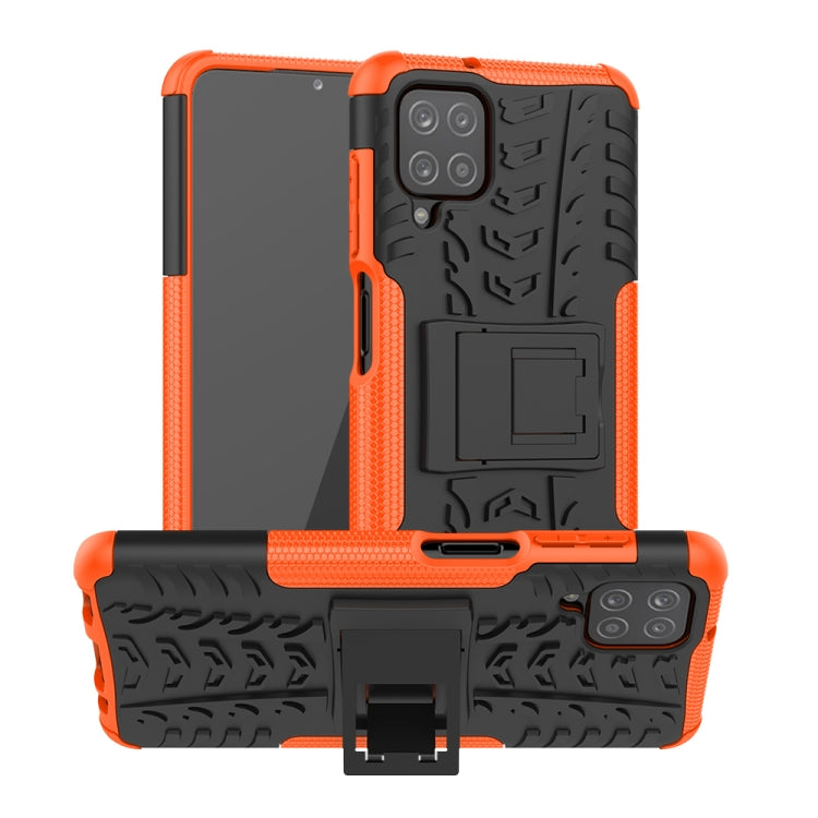 For Samsung Galaxy A12 5G Tire Texture Shockproof TPU+PC Protective Case with Holder