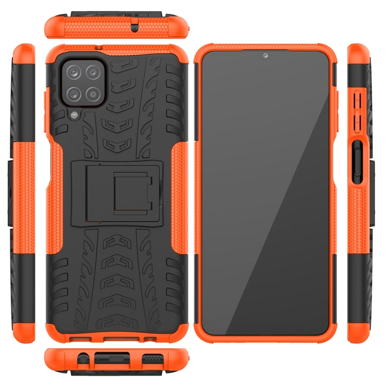 For Samsung Galaxy A12 5G Tire Texture Shockproof TPU+PC Protective Case with Holder