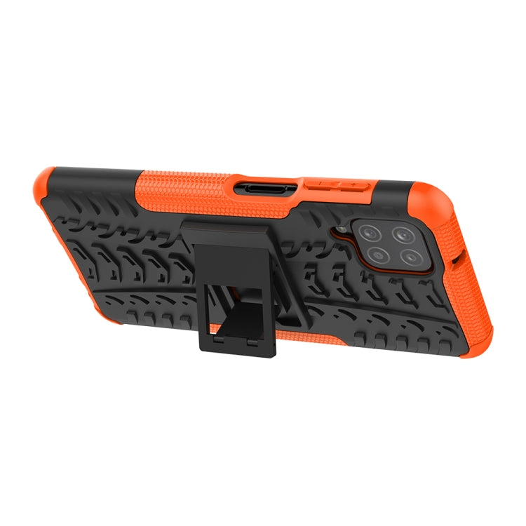 For Samsung Galaxy A12 5G Tire Texture Shockproof TPU+PC Protective Case with Holder