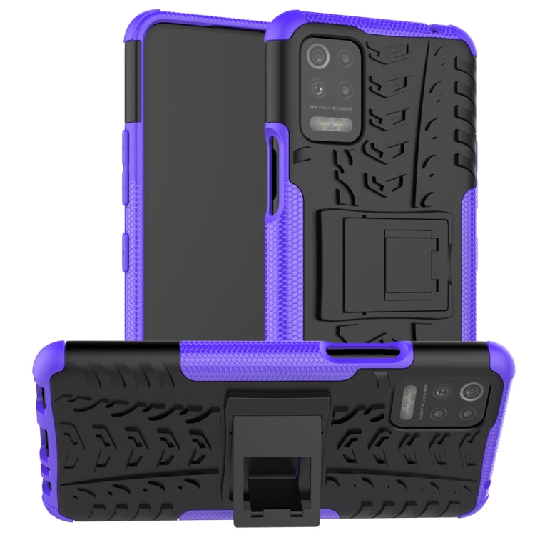For LG K52 5G Tire Texture Shockproof TPU+PC Protective Case with Holder