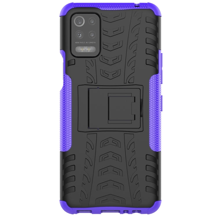 For LG K52 5G Tire Texture Shockproof TPU+PC Protective Case with Holder