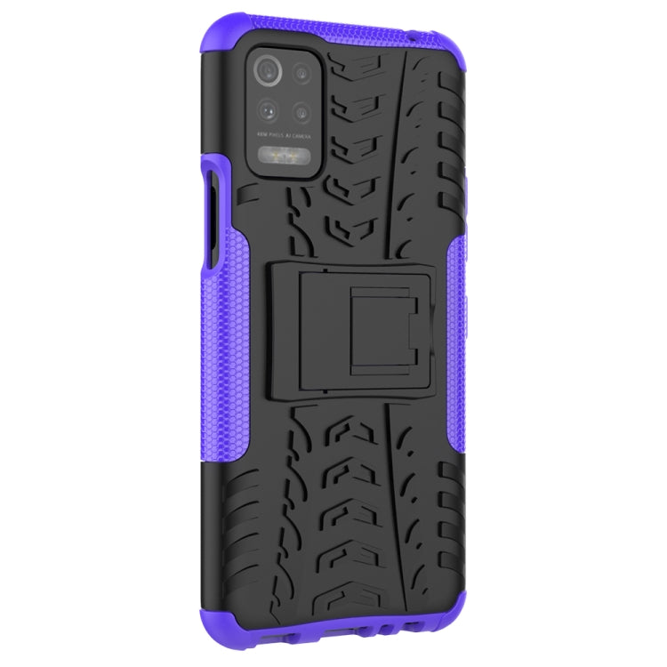 For LG K52 5G Tire Texture Shockproof TPU+PC Protective Case with Holder