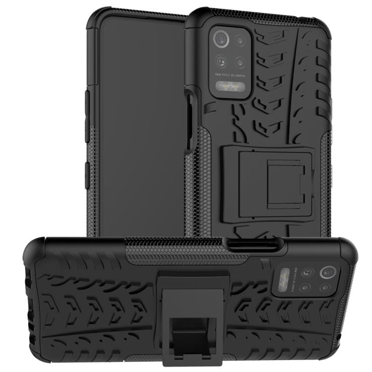 For LG K52 5G Tire Texture Shockproof TPU+PC Protective Case with Holder