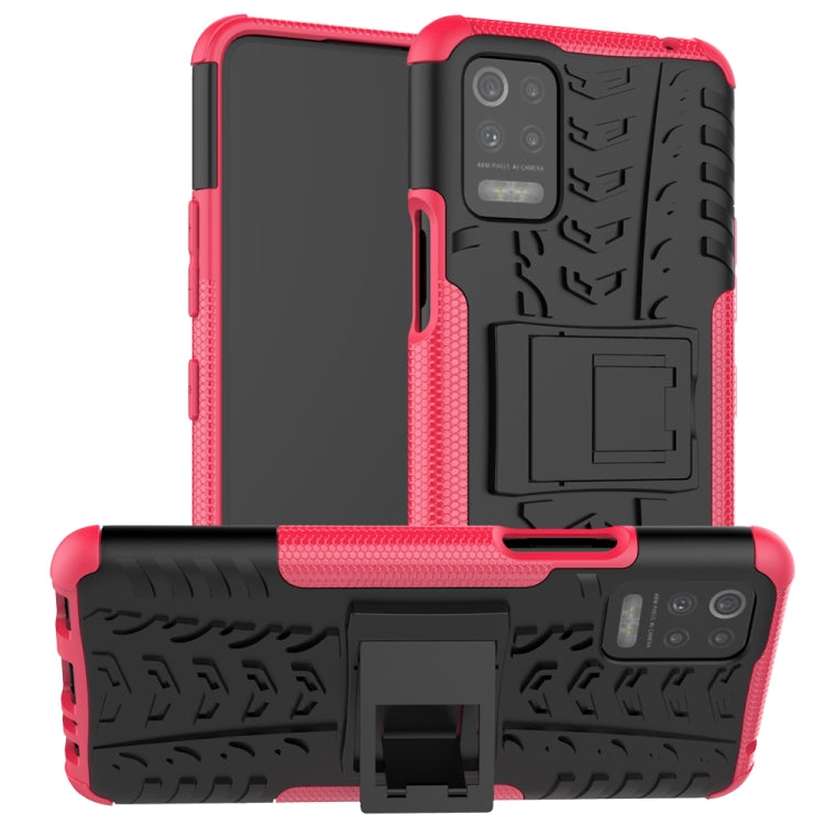 For LG K52 5G Tire Texture Shockproof TPU+PC Protective Case with Holder