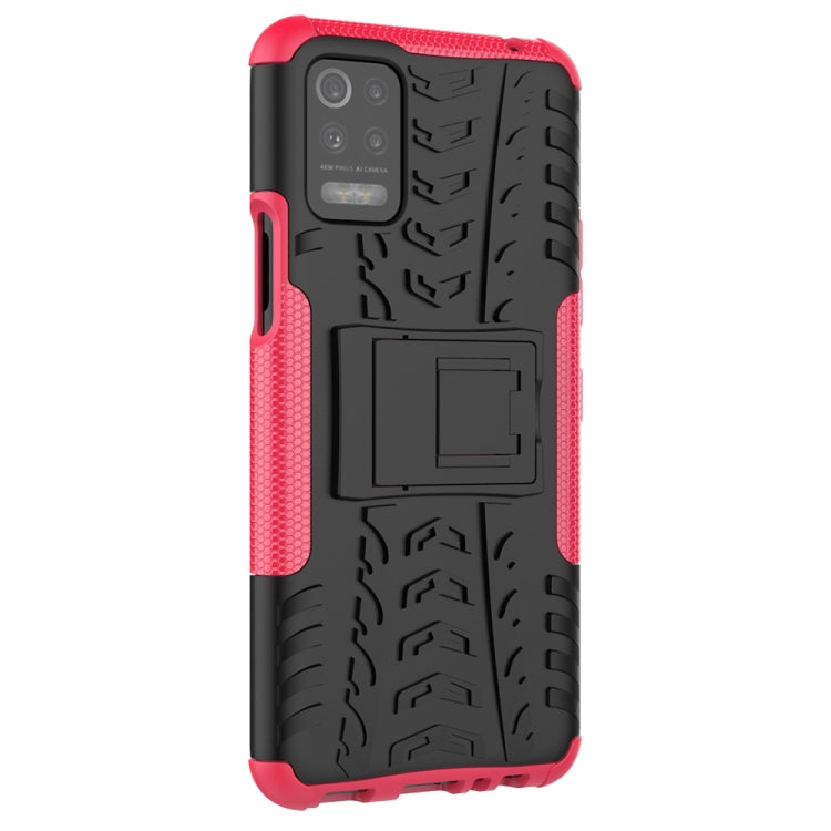 For LG K52 5G Tire Texture Shockproof TPU+PC Protective Case with Holder