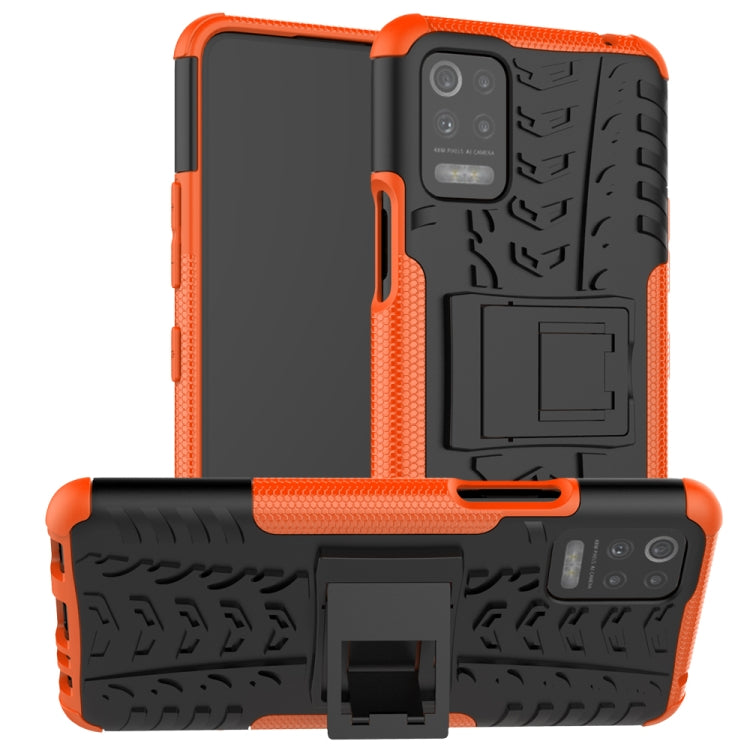For LG K52 5G Tire Texture Shockproof TPU+PC Protective Case with Holder