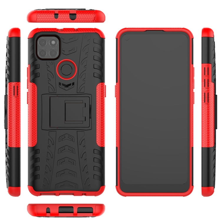 For Motorola Moto G9 Power Tire Texture Shockproof TPU+PC Protective Case with Holder