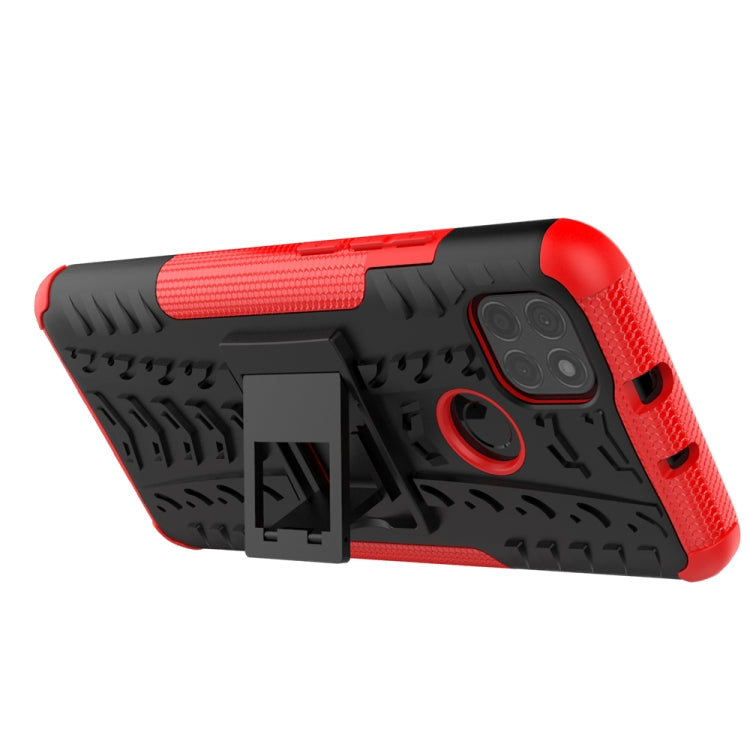 For Motorola Moto G9 Power Tire Texture Shockproof TPU+PC Protective Case with Holder