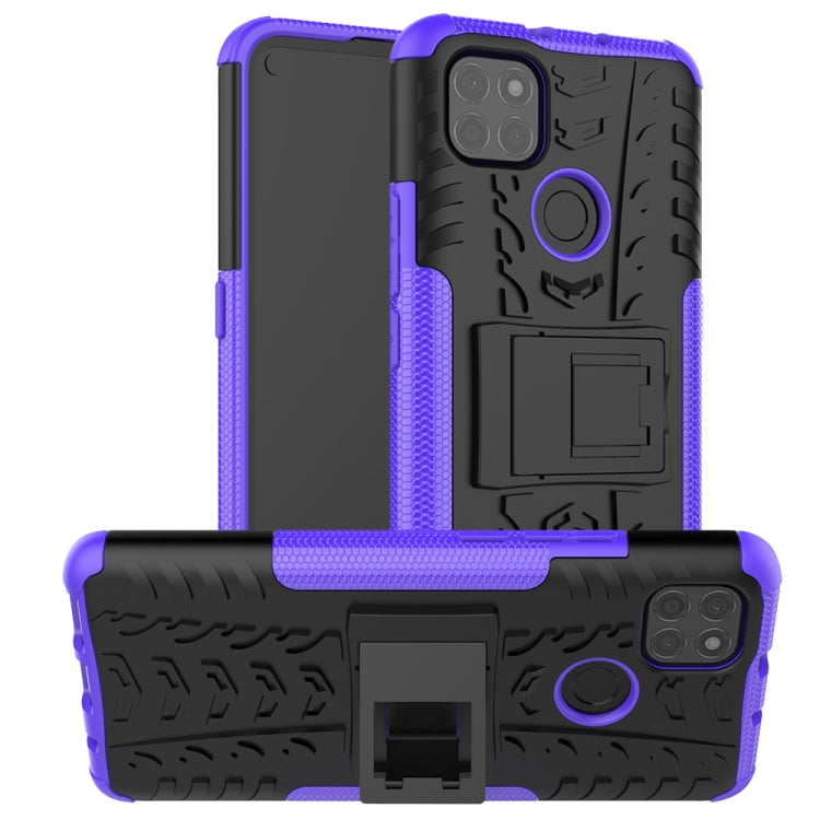 For Motorola Moto G9 Power Tire Texture Shockproof TPU+PC Protective Case with Holder