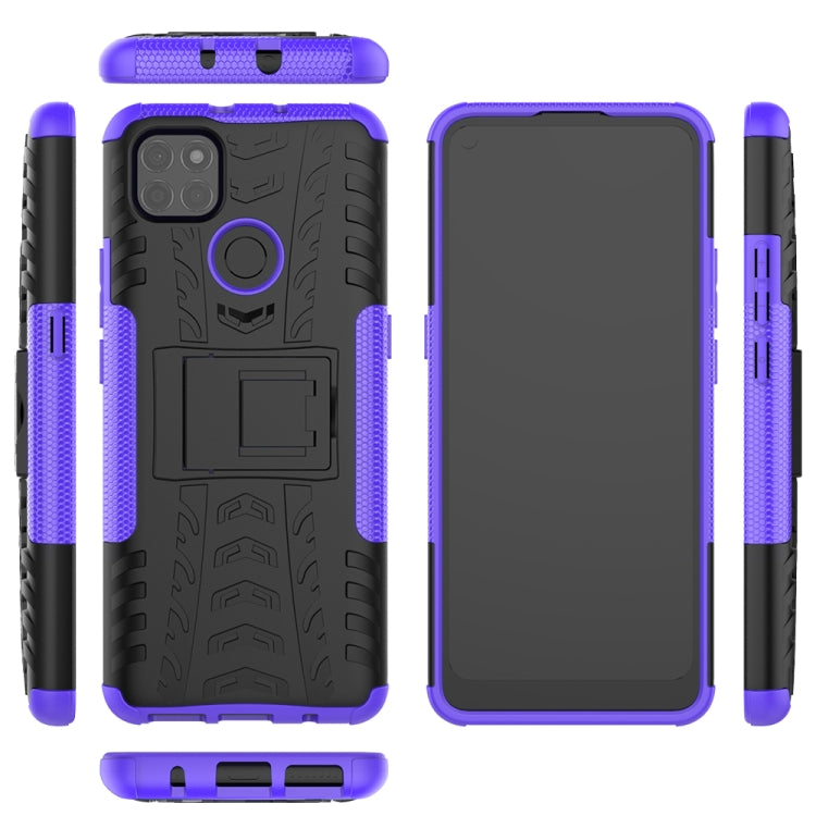 For Motorola Moto G9 Power Tire Texture Shockproof TPU+PC Protective Case with Holder
