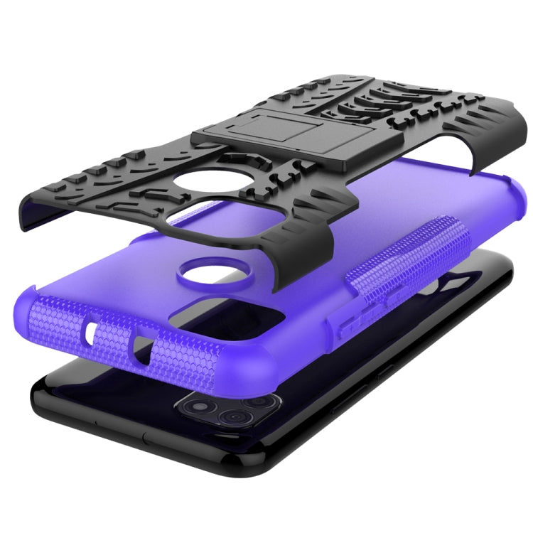 For Motorola Moto G9 Power Tire Texture Shockproof TPU+PC Protective Case with Holder