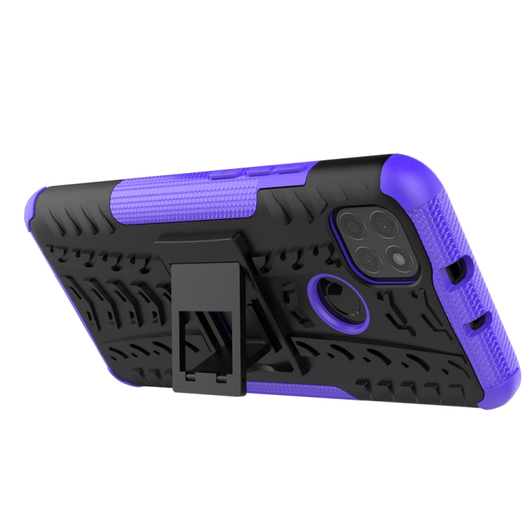 For Motorola Moto G9 Power Tire Texture Shockproof TPU+PC Protective Case with Holder