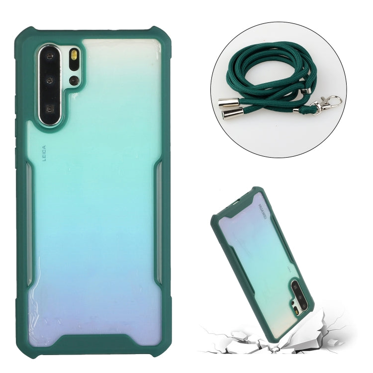 For Huawei P30 Pro Acrylic + Color TPU Shockproof Case with Neck Lanyard