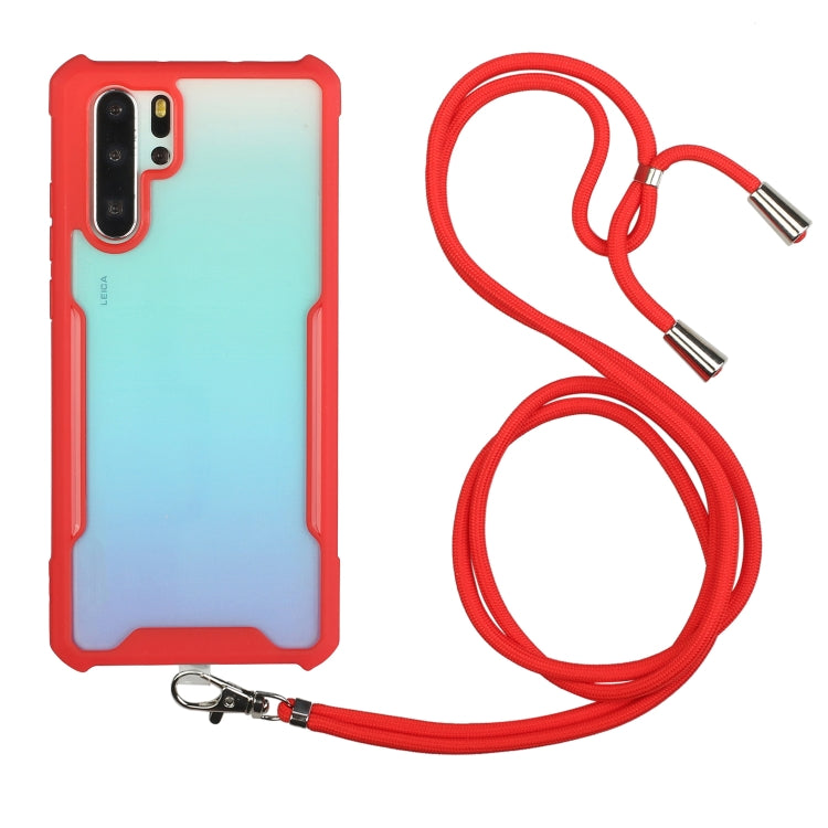 For Huawei P30 Pro Acrylic + Color TPU Shockproof Case with Neck Lanyard
