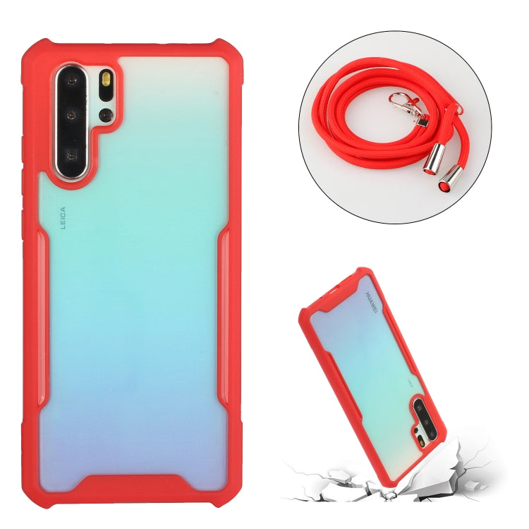 For Huawei P30 Pro Acrylic + Color TPU Shockproof Case with Neck Lanyard