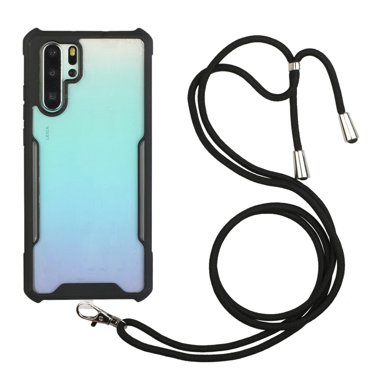 For Huawei P30 Pro Acrylic + Color TPU Shockproof Case with Neck Lanyard