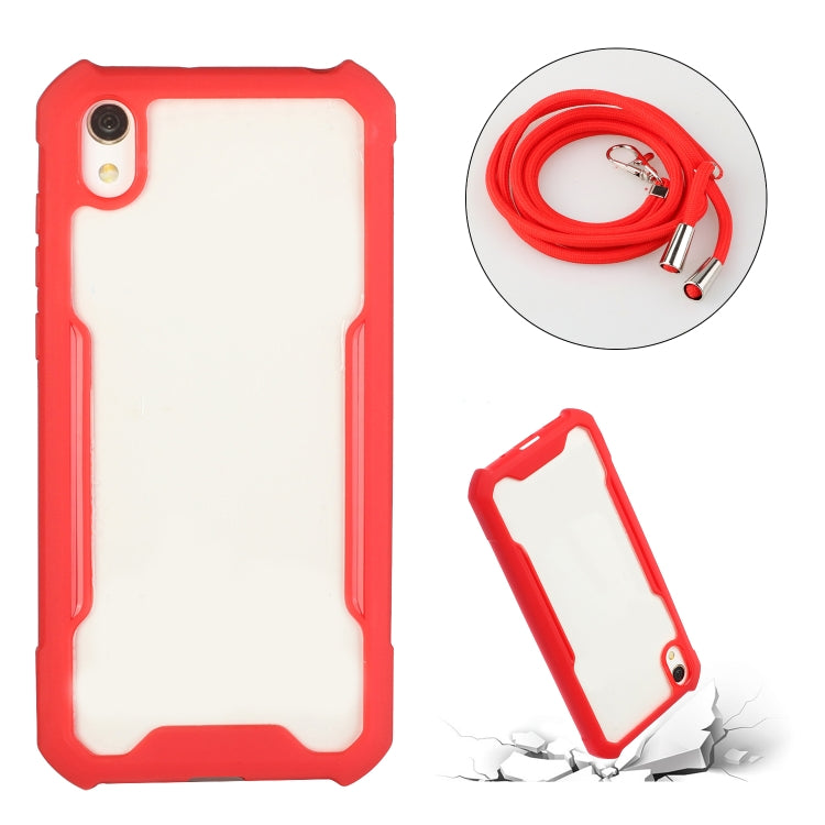 For Huawei Y5 (2019) / Honor 8S Acrylic + Color TPU Shockproof Case with Neck Lanyard
