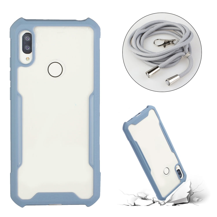 For Huawei Y6p Acrylic + Color TPU Shockproof Case with Neck Lanyard