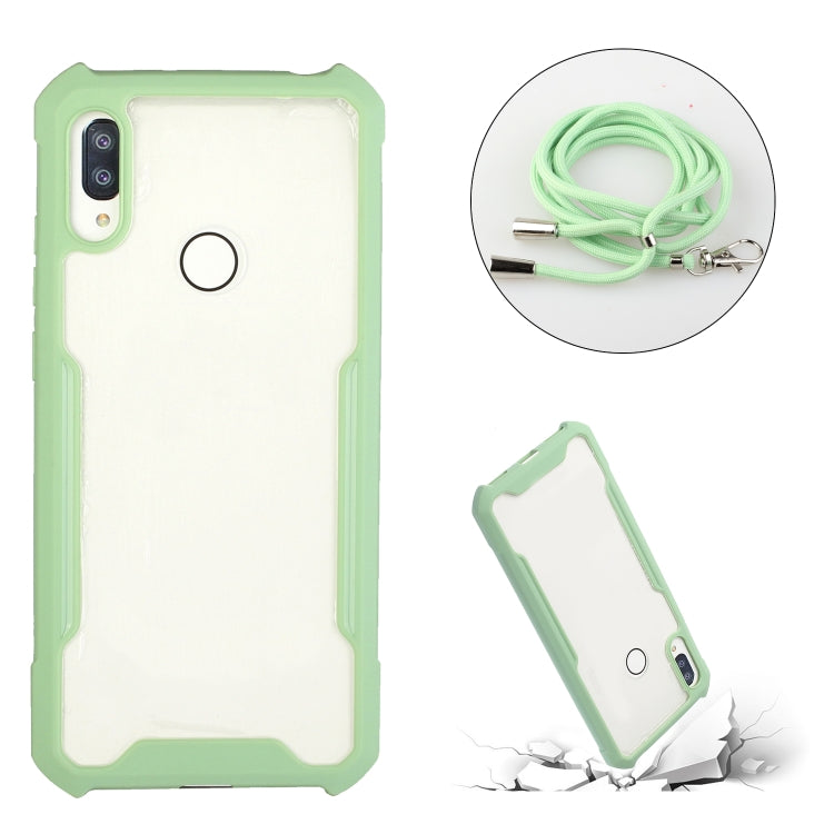 For Huawei Y6p Acrylic + Color TPU Shockproof Case with Neck Lanyard