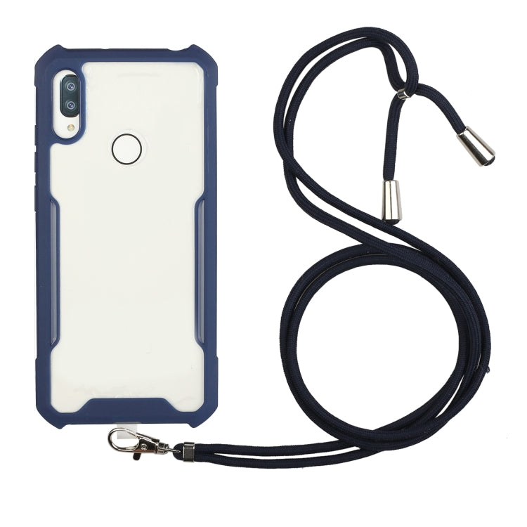 For Huawei Y6p Acrylic + Color TPU Shockproof Case with Neck Lanyard