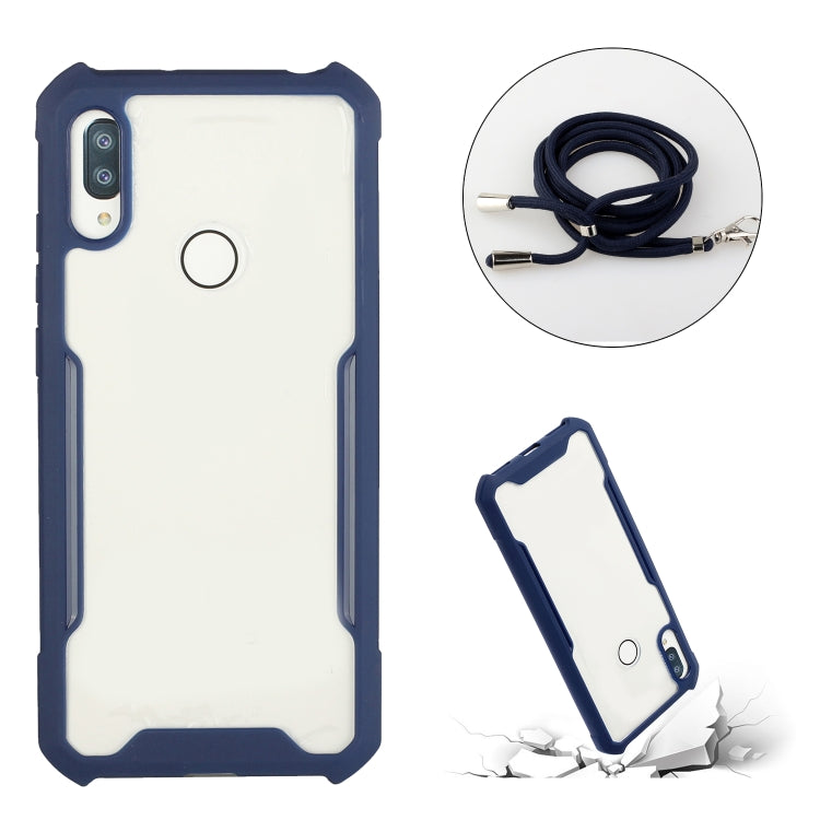 For Huawei Y6p Acrylic + Color TPU Shockproof Case with Neck Lanyard