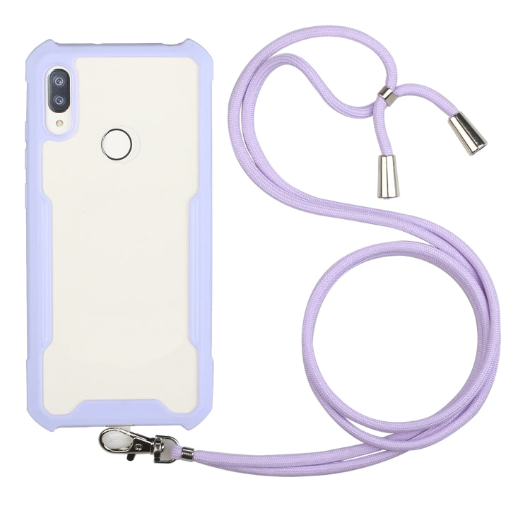 For Huawei Y6p Acrylic + Color TPU Shockproof Case with Neck Lanyard