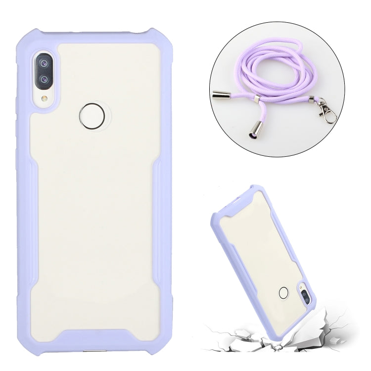 For Huawei Y6p Acrylic + Color TPU Shockproof Case with Neck Lanyard