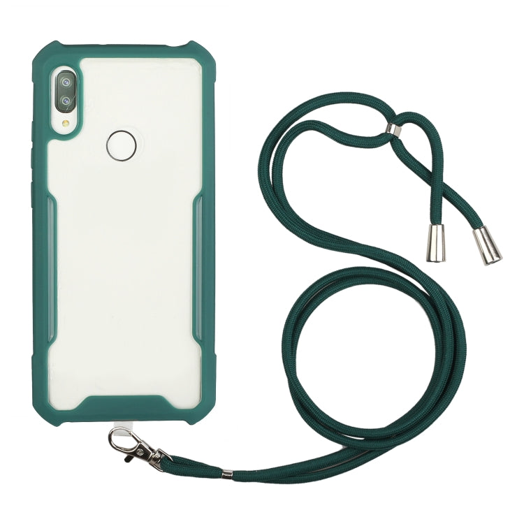 For Huawei Y6p Acrylic + Color TPU Shockproof Case with Neck Lanyard
