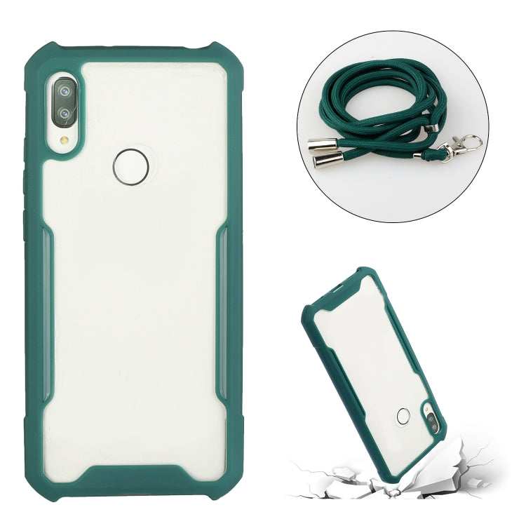 For Huawei Y6p Acrylic + Color TPU Shockproof Case with Neck Lanyard