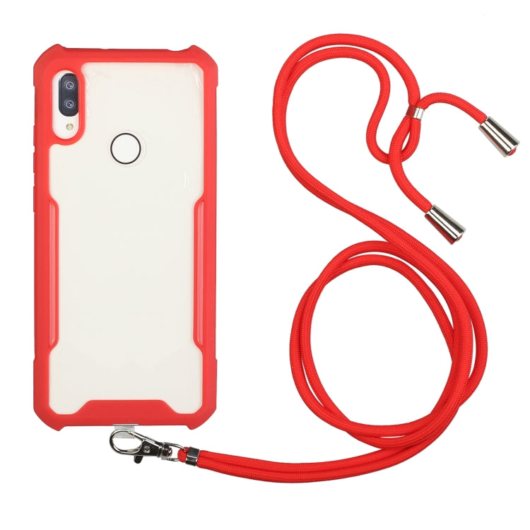 For Huawei Y6p Acrylic + Color TPU Shockproof Case with Neck Lanyard