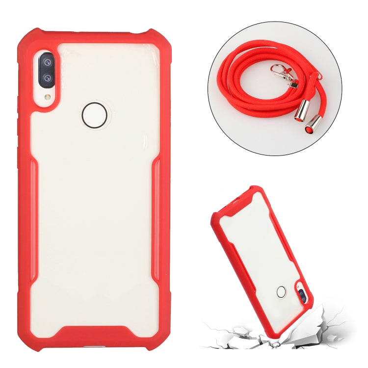 For Huawei Y6p Acrylic + Color TPU Shockproof Case with Neck Lanyard