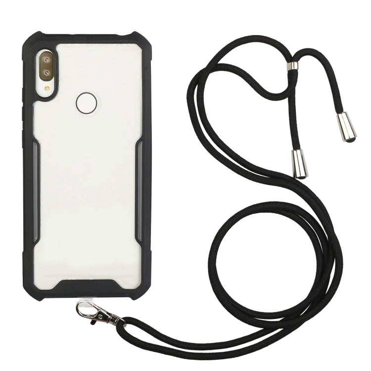 For Huawei Y6p Acrylic + Color TPU Shockproof Case with Neck Lanyard