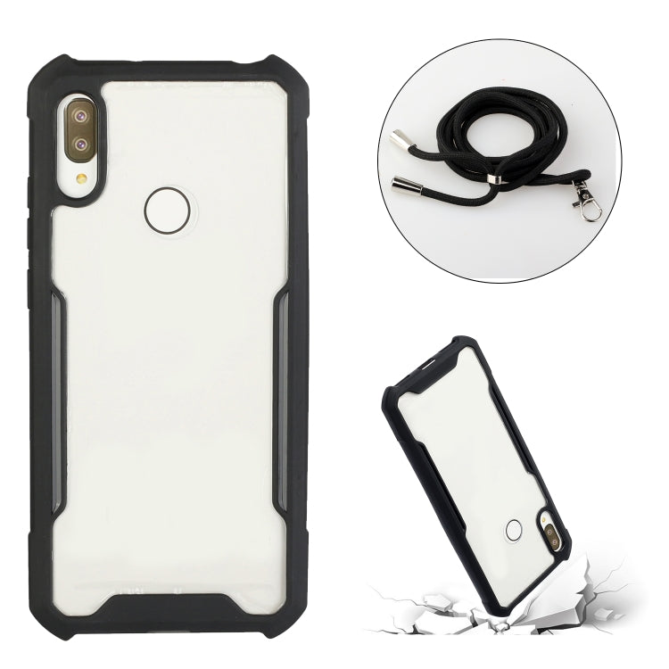 For Huawei Y6p Acrylic + Color TPU Shockproof Case with Neck Lanyard