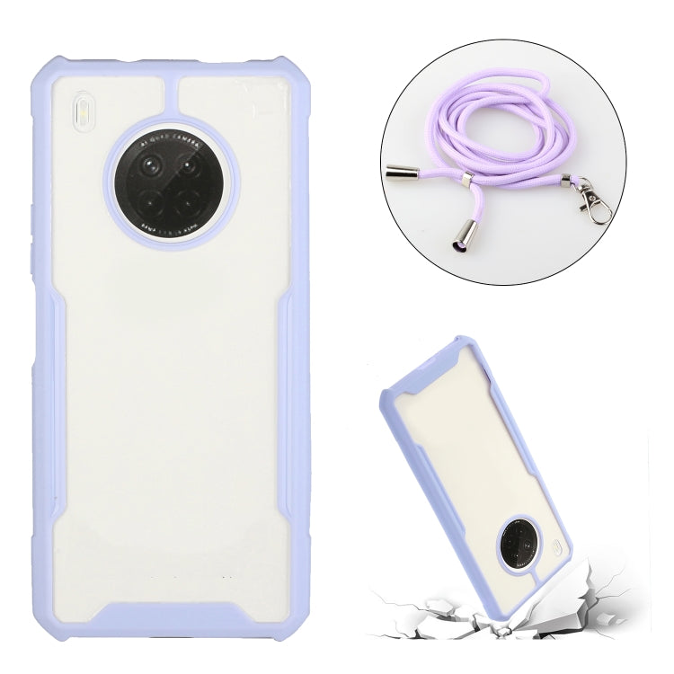For Huawei Y9a Acrylic + Color TPU Shockproof Case with Neck Lanyard