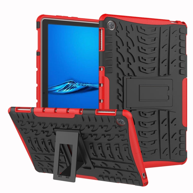 For Huawei MediaPad M5 Lite 10.1 inch Tire Texture Shockproof TPU+PC Protective Case with Holder