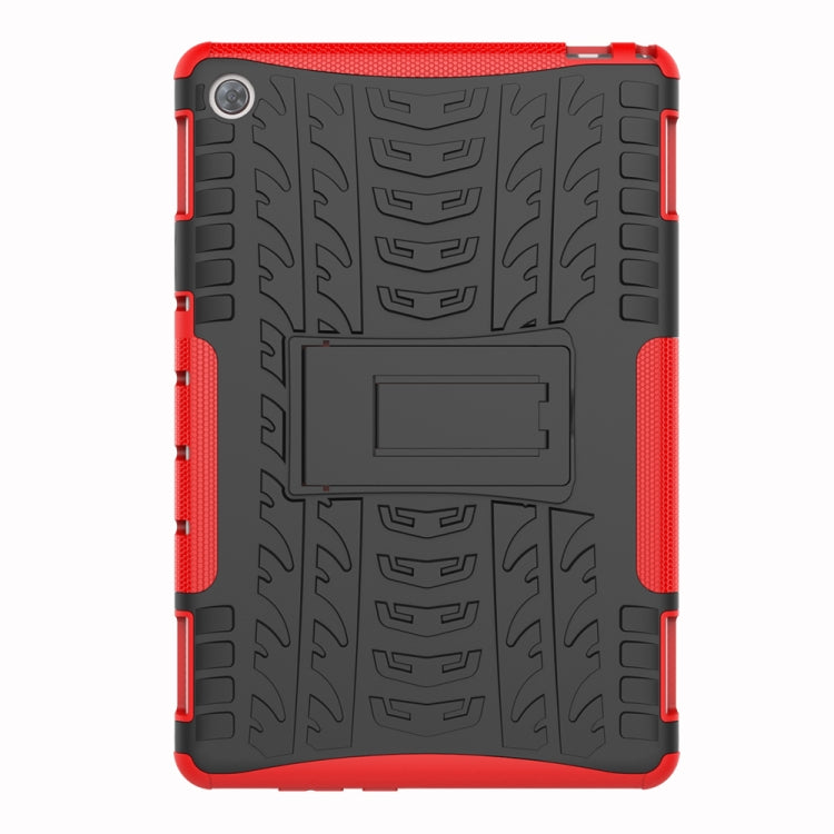 For Huawei MediaPad M5 Lite 10.1 inch Tire Texture Shockproof TPU+PC Protective Case with Holder