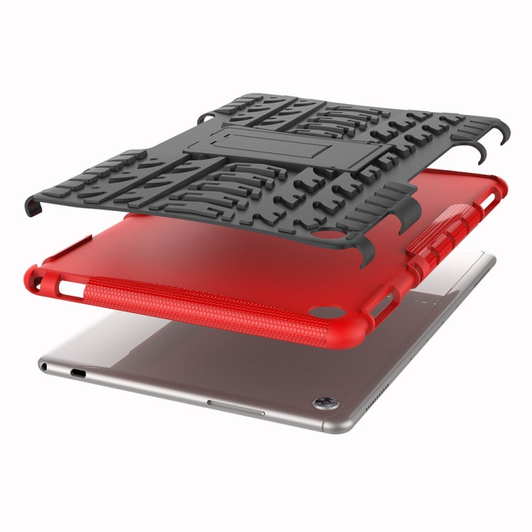 For Huawei MediaPad M5 Lite 10.1 inch Tire Texture Shockproof TPU+PC Protective Case with Holder