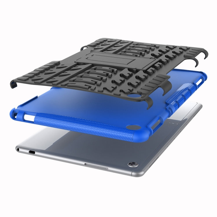 For Huawei MediaPad M5 Lite 10.1 inch Tire Texture Shockproof TPU+PC Protective Case with Holder