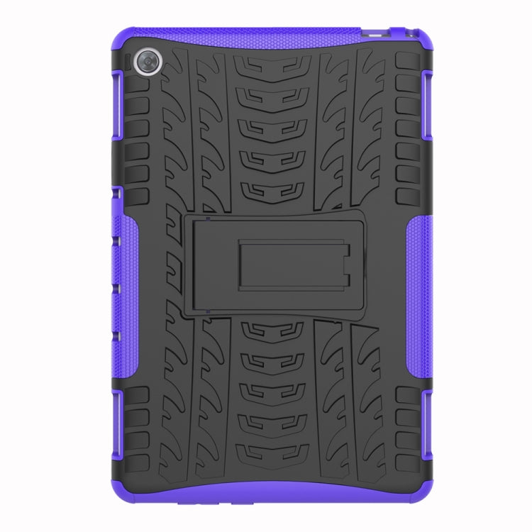 For Huawei MediaPad M5 Lite 10.1 inch Tire Texture Shockproof TPU+PC Protective Case with Holder