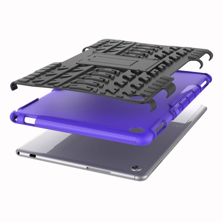 For Huawei MediaPad M5 Lite 10.1 inch Tire Texture Shockproof TPU+PC Protective Case with Holder