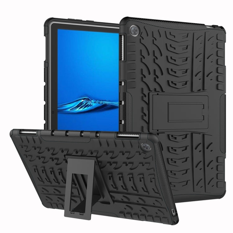 For Huawei MediaPad M5 Lite 10.1 inch Tire Texture Shockproof TPU+PC Protective Case with Holder