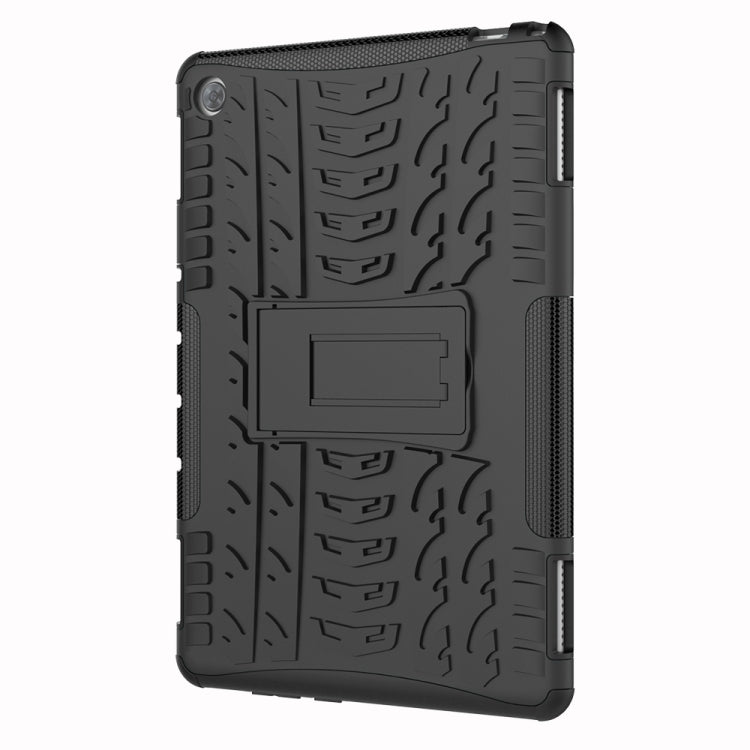 For Huawei MediaPad M5 Lite 10.1 inch Tire Texture Shockproof TPU+PC Protective Case with Holder
