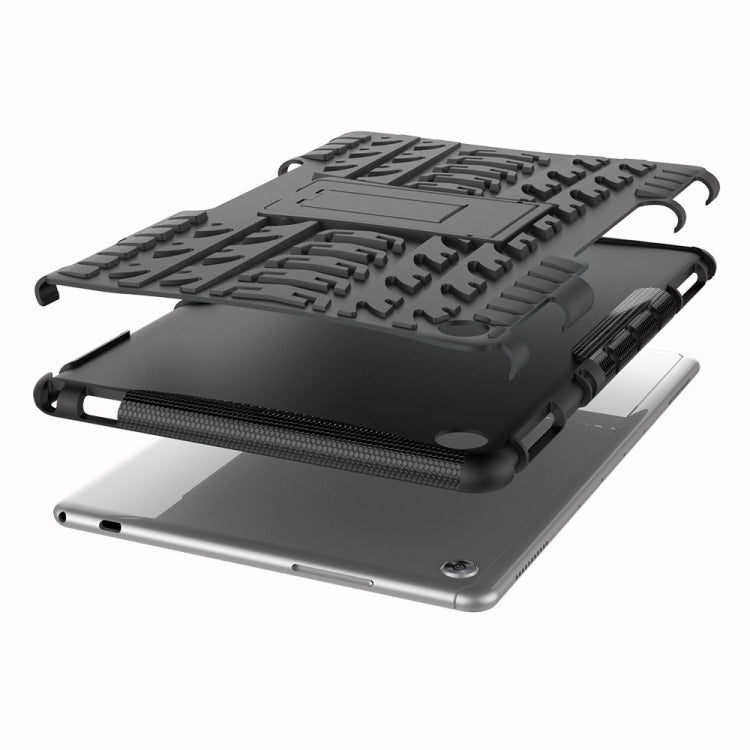 For Huawei MediaPad M5 Lite 10.1 inch Tire Texture Shockproof TPU+PC Protective Case with Holder