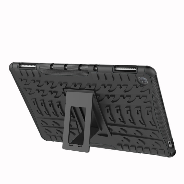 For Huawei MediaPad M5 Lite 10.1 inch Tire Texture Shockproof TPU+PC Protective Case with Holder
